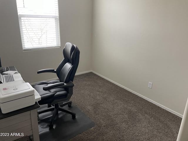 view of carpeted office space