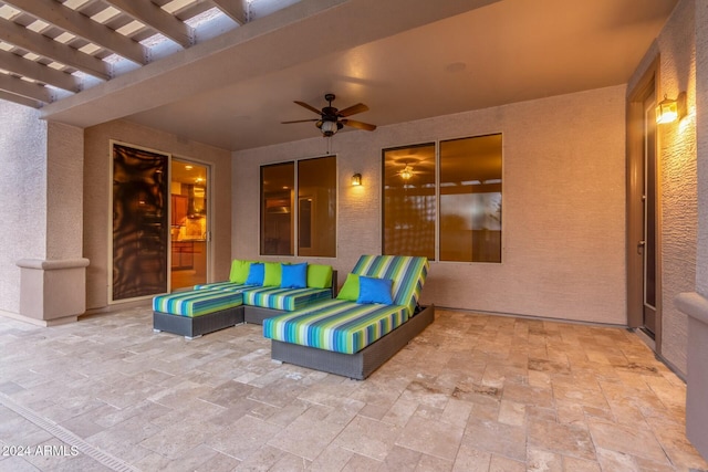 view of patio / terrace featuring outdoor lounge area and ceiling fan