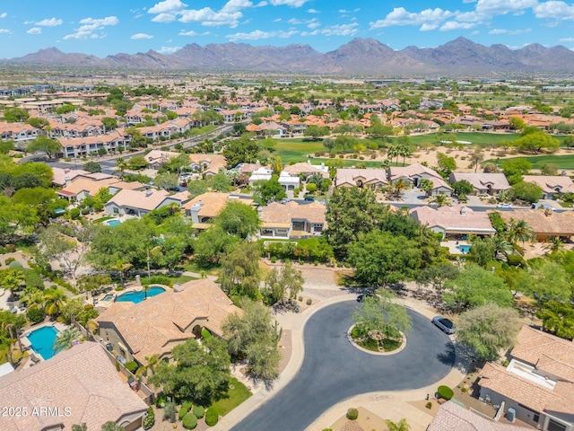 7734 E Monica Dr, Scottsdale, AZ 85255 - aerial view of residential area with a mountain backdrop and a pool area