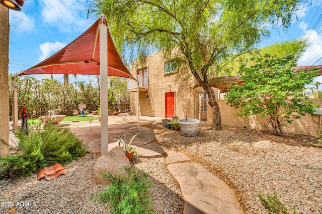 view of yard with a patio area and fence
