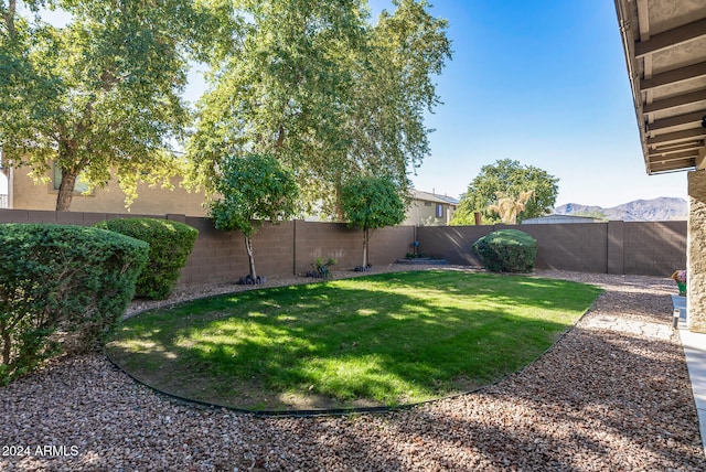 view of yard with a mountain view