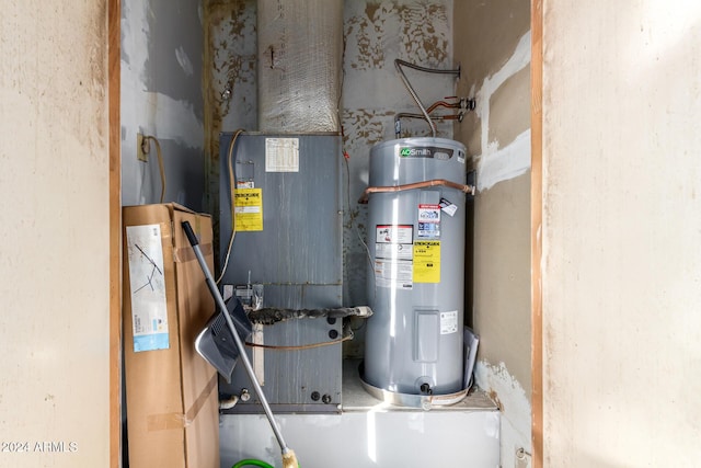 utility room with water heater