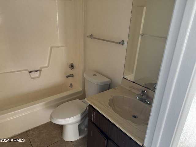 full bathroom featuring tile patterned floors, vanity, toilet, and shower / bathing tub combination