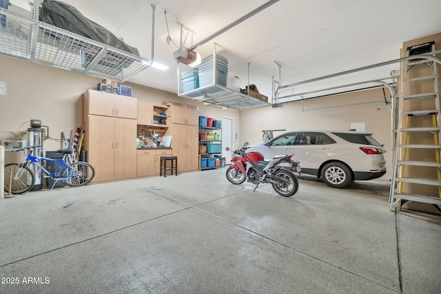 garage with a garage door opener