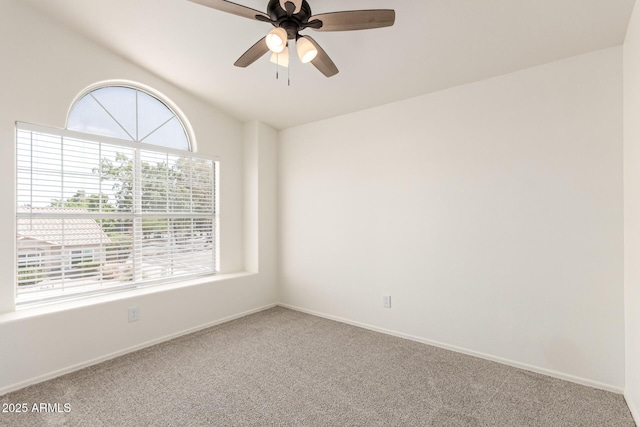 1202 E Libby St, Phoenix, AZ 85022 - unfurnished room featuring carpet, baseboards, a ceiling fan, and vaulted ceiling