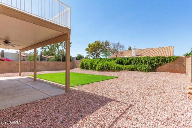1202 E Libby St, Phoenix, AZ 85022 - fenced backyard with a ceiling fan and a patio