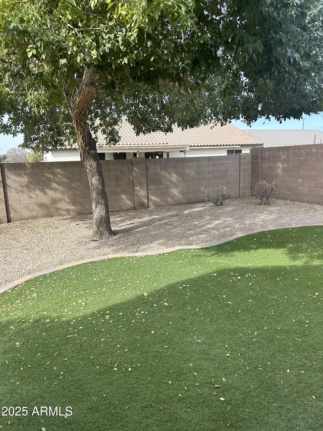 view of yard featuring a fenced backyard