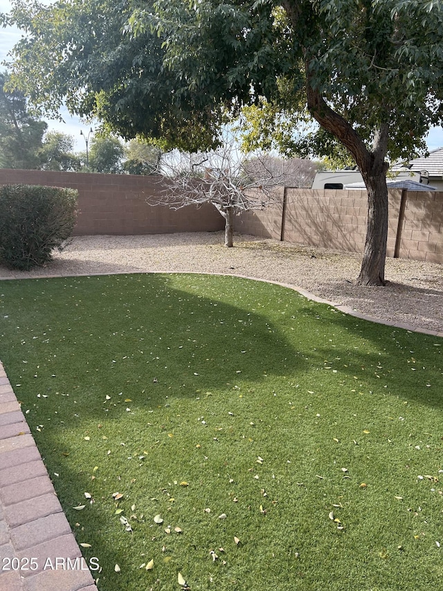 view of yard featuring a fenced backyard