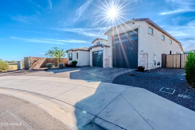 exterior space with a garage