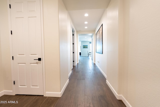 hall featuring dark hardwood / wood-style flooring