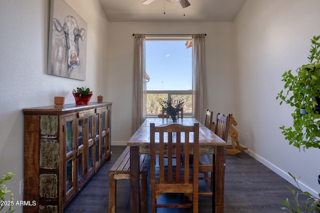 1014 Etta Ln, Show Low, AZ 85901 - dining room with ceiling fan, baseboards, and dark wood-style floors
