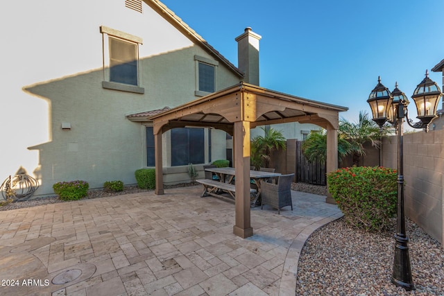 view of patio / terrace with a gazebo