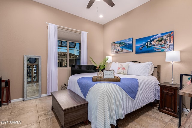 bedroom featuring ceiling fan