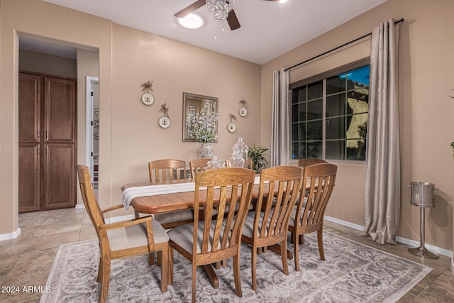 dining area with ceiling fan