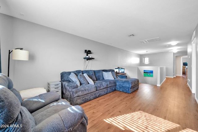 living room with hardwood / wood-style floors