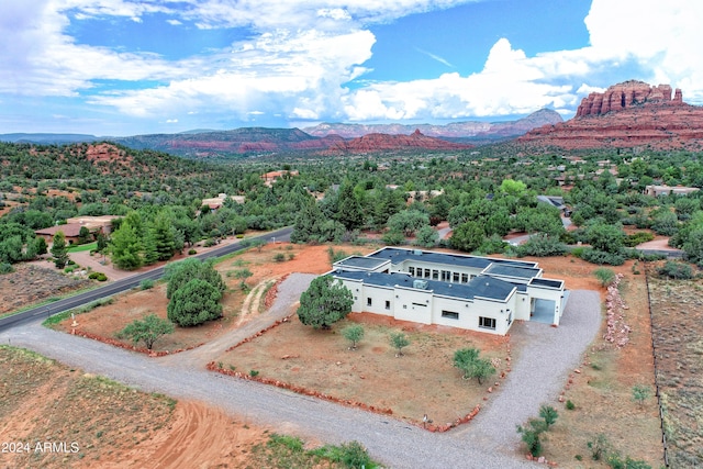 drone / aerial view with a mountain view