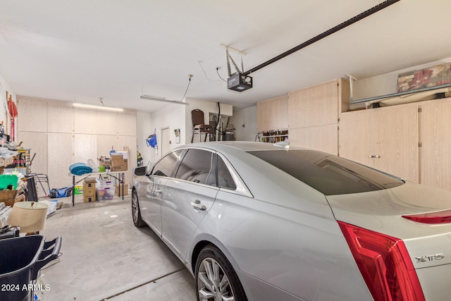 garage with a garage door opener