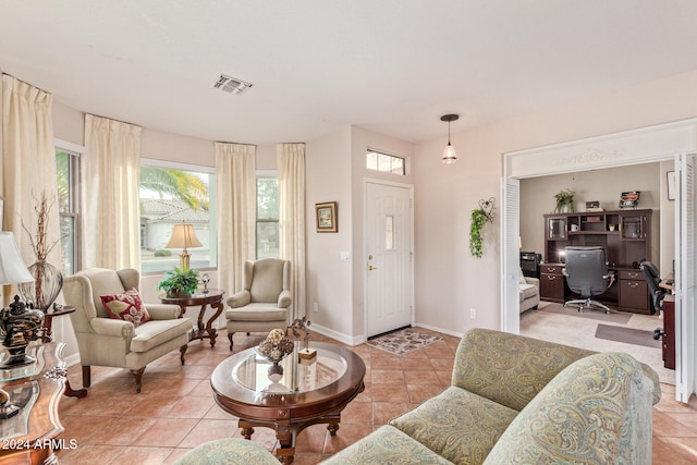 view of tiled living room