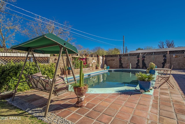 view of swimming pool with a patio area