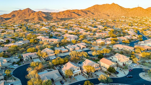 drone / aerial view featuring a mountain view