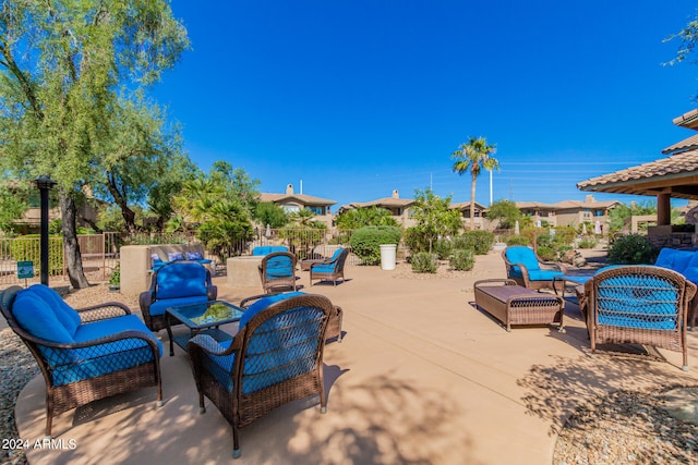 view of terrace with an outdoor hangout area