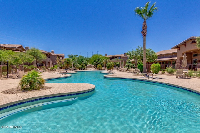 view of pool featuring a patio