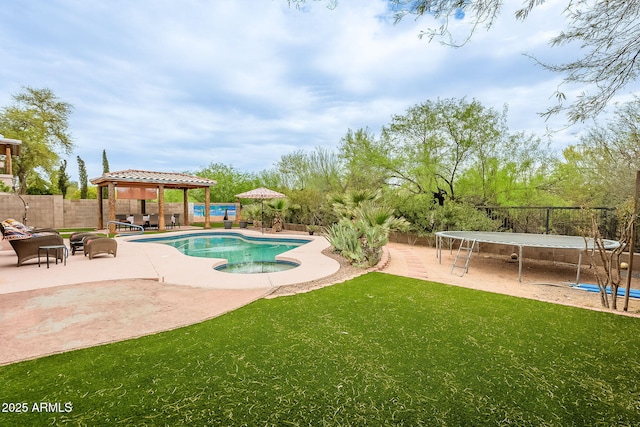 901 W Beck Ln, Phoenix, AZ 85023 - view of swimming pool featuring a patio, a fenced in pool, a trampoline, a gazebo, and a fenced backyard