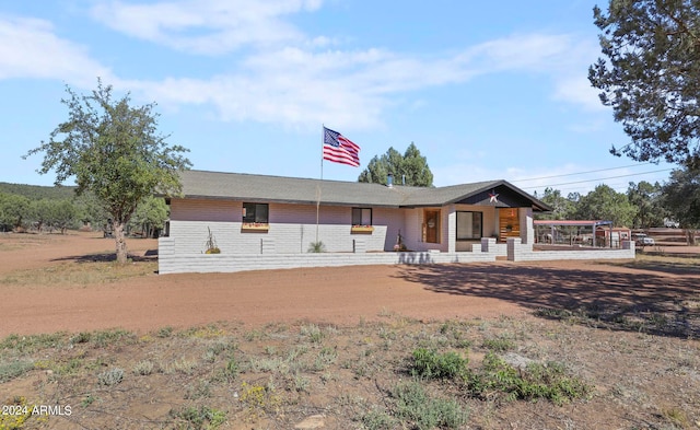 view of single story home