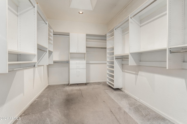 spacious closet featuring light carpet