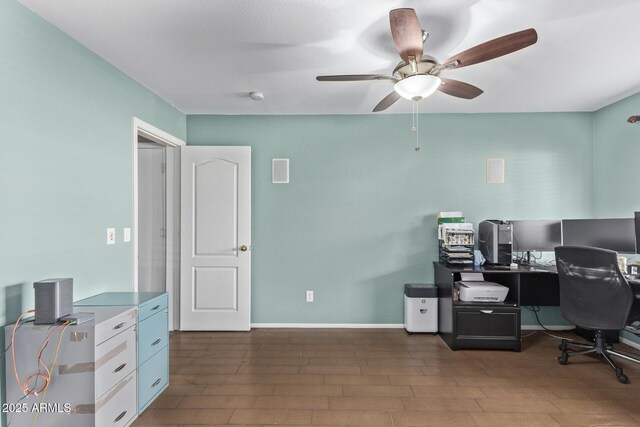 living room featuring vaulted ceiling and ceiling fan