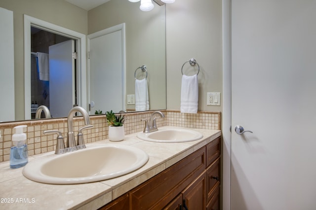 4008 N 85th St, Scottsdale, AZ 85251 - full bathroom with decorative backsplash and double vanity
