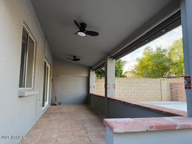 view of patio with ceiling fan