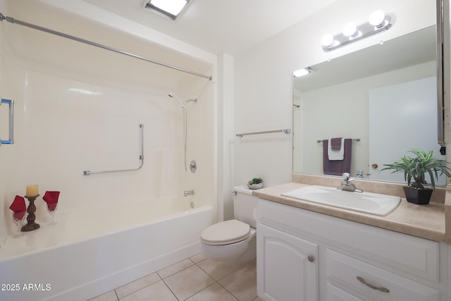 full bathroom featuring tile patterned flooring, vanity, shower / bathing tub combination, and toilet