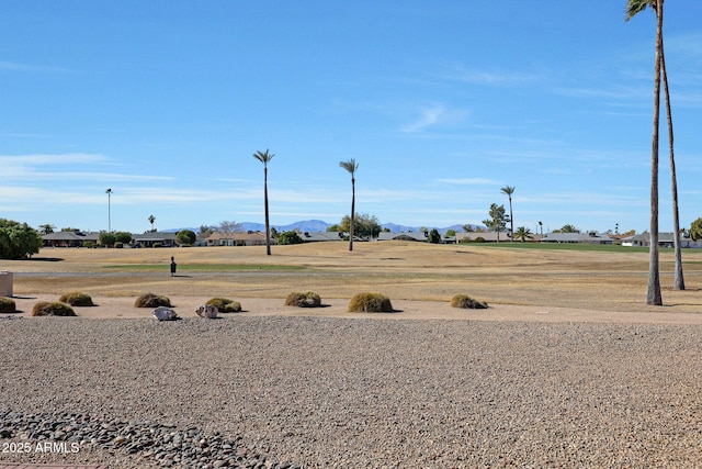 view of yard featuring a mountain view