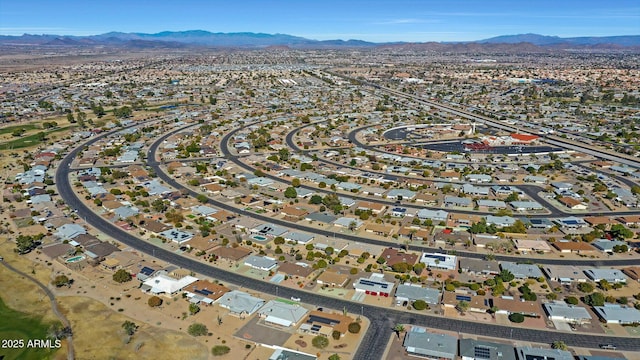 bird's eye view with a mountain view