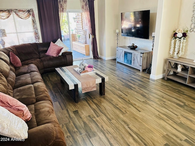 living room with hardwood / wood-style floors