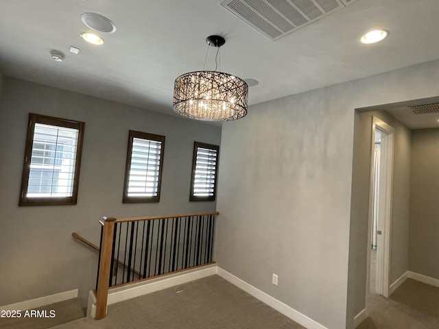 1840 S Follett Way, Gilbert, AZ 85295 - empty room with carpet flooring, baseboards, recessed lighting, a chandelier, and a smoke detector