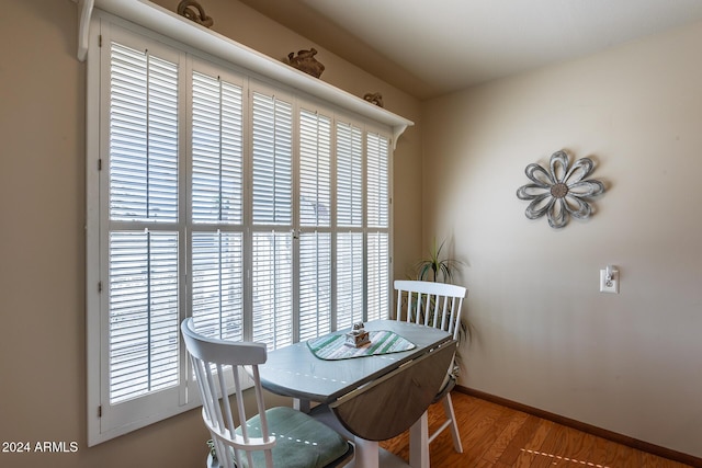 dining room with a wealth of natural light and hardwood / wood-style flooring