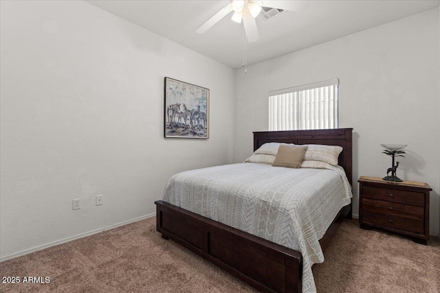 8237 W Alex Ave, Peoria, AZ 85382 - bedroom with carpet flooring, a ceiling fan, baseboards, and visible vents