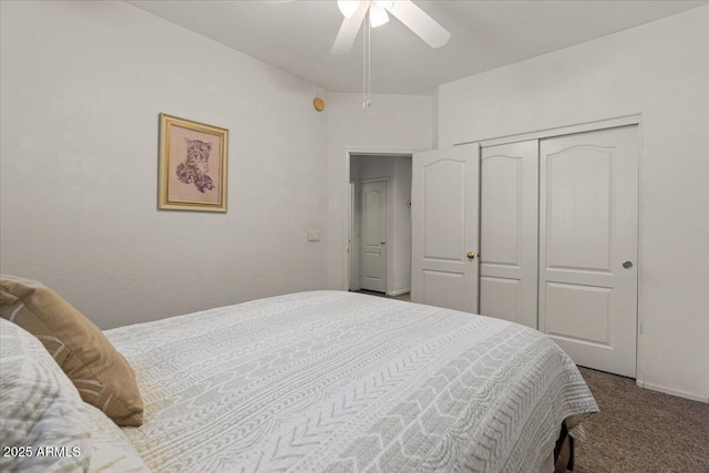 8237 W Alex Ave, Peoria, AZ 85382 - bedroom with carpet floors, a ceiling fan, and a closet
