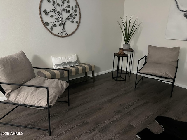 living area with dark hardwood / wood-style flooring