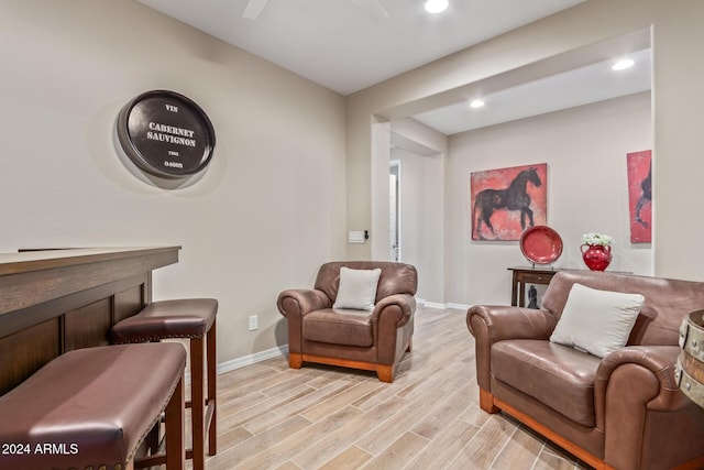 living room with light hardwood / wood-style floors