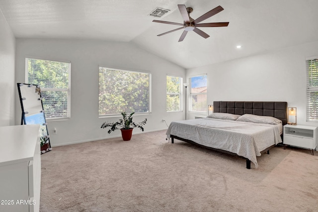 1831 W Armstrong Way, Chandler, AZ 85286 - bedroom with lofted ceiling, light carpet, and a ceiling fan