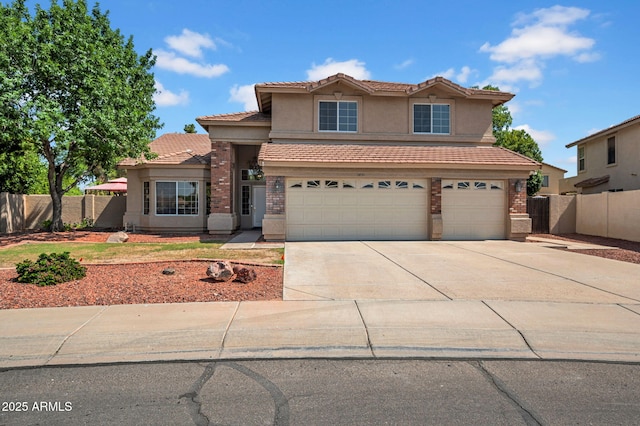 1831 W Armstrong Way, Chandler, AZ 85286 - traditional home featuring brick siding, an attached garage, driveway, and a tile roof