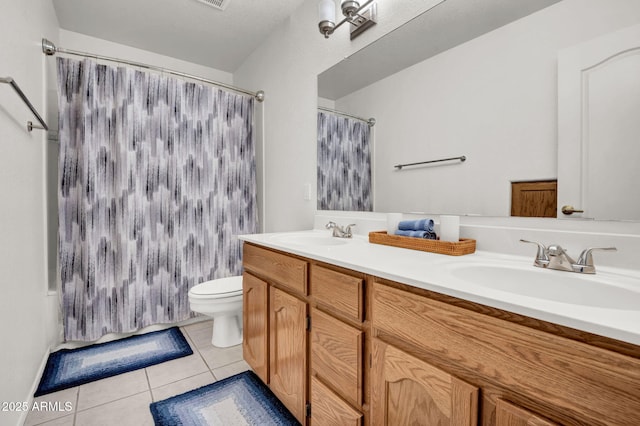 1831 W Armstrong Way, Chandler, AZ 85286 - full bath featuring tile patterned flooring, double vanity, and a shower with shower curtain