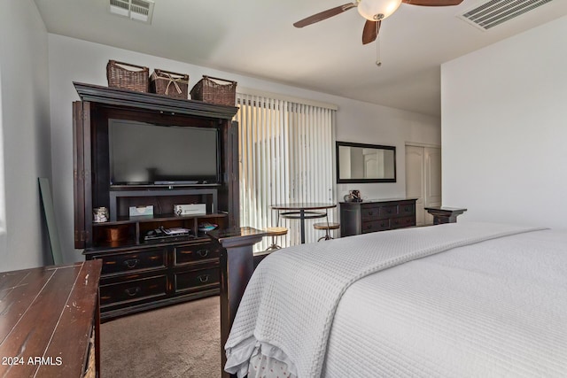 bedroom with carpet and ceiling fan