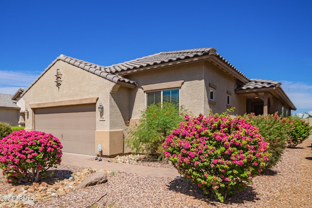 view of front of home with a garage