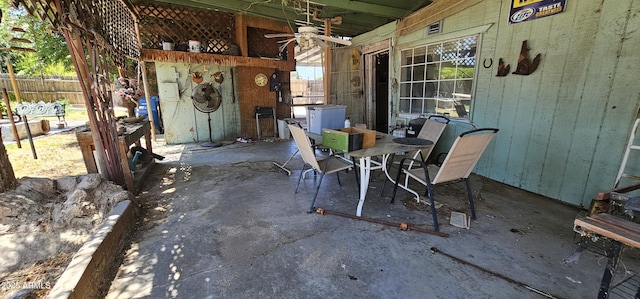 view of patio / terrace featuring outdoor dining area and visible vents