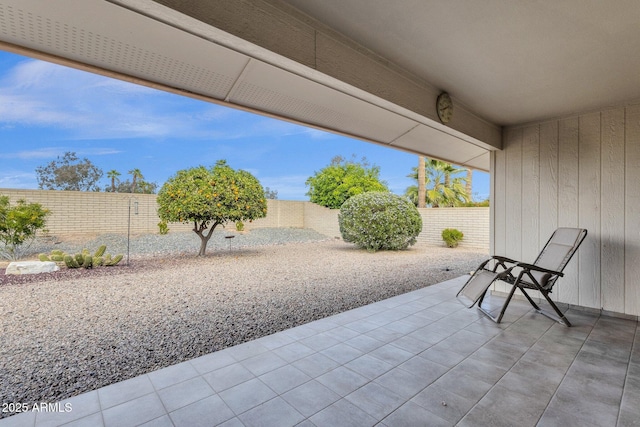 view of patio featuring a fenced backyard