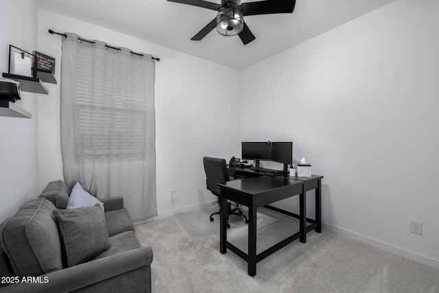 4352 N 91st Gln, Phoenix, AZ 85037 - office area with ceiling fan, carpet floors, and baseboards